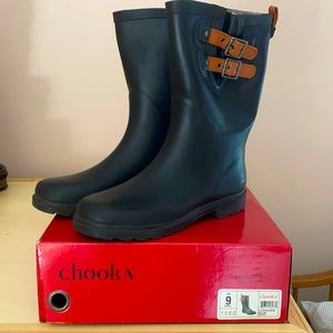 Black rain boots size 9